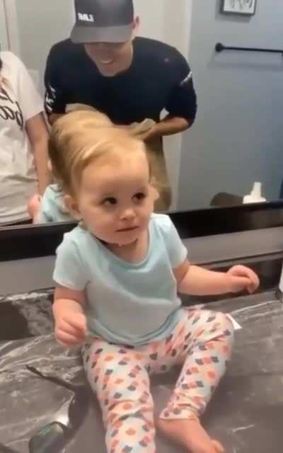 Dad shaves his beard first time