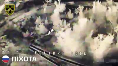 Video showing drone footage provided by FPV pilots from the Ukrainian 28th Mechanized Brigade attacking Russian infantry, using anti-drone thermal insulation cloaks to advance.