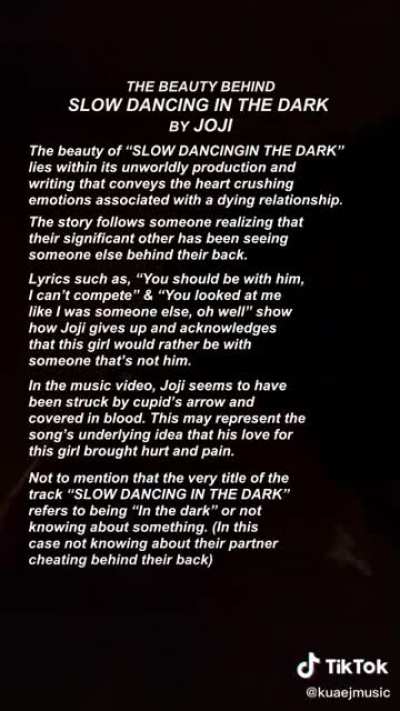 Joji on TikTok, this did an analyzing break down of the song