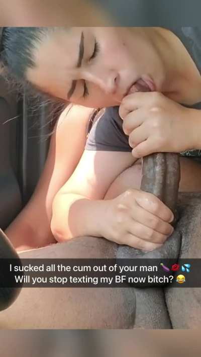 Sucking the cum out from the head