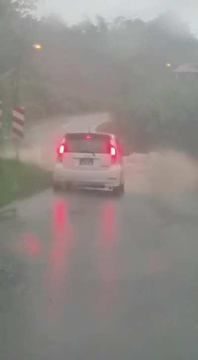 Smol car, big water (driver survived) taken from r/idiotsincars