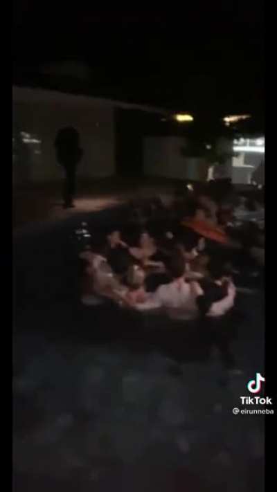 Reenacting people drowning from Titanic at the end..