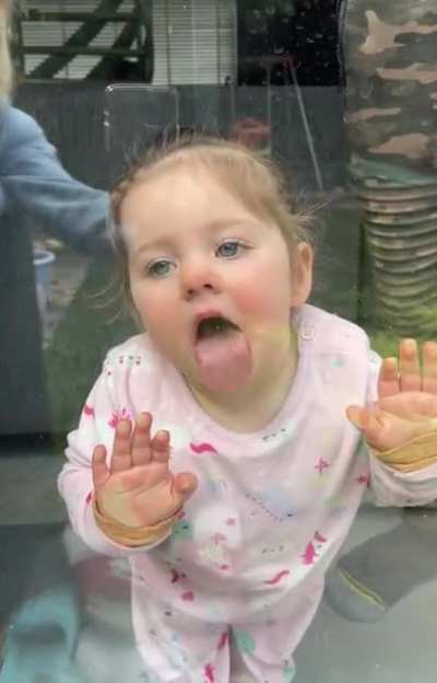 The derp face my daughter makes when she licks the glass