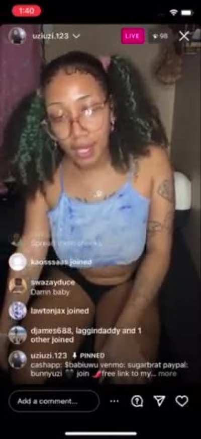 Little Uzi playing with titties &amp; shaking pretty ass😍 on Instagram LIVE for fans😳