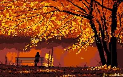 I drew this pixel art scene using 9 colors and called it "I miss you" [OC]