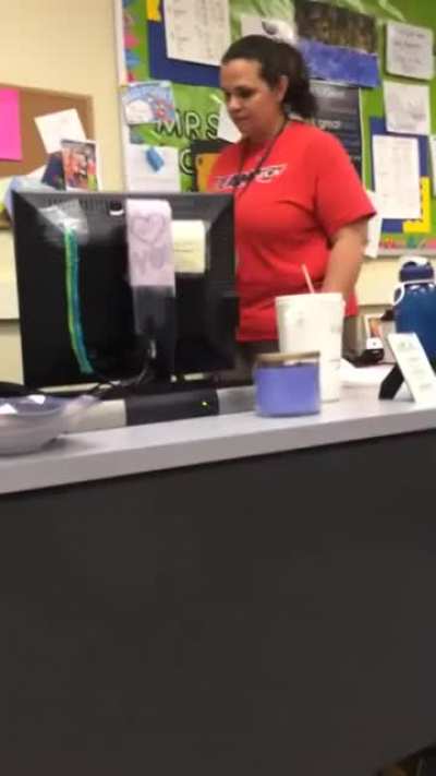 context: somebody who was "absent" crawled under the teachers desk and grabbed her ankle