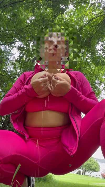 Outside and hand milking my engorged tits