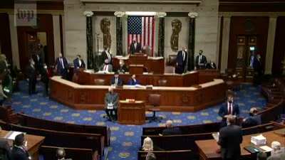 The moment the House of Representatives is forced into recess as pro-Trump demonstrators force their way into the Captiol.