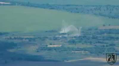 Joint work of Ukraine's 36th Separate Brigade of Rear Admiral Mykhailo Bilynsky and the 63rd Separate Mechanized Brigade: artillery strikes on Russian positions and vehicles. [soundtrack from source]