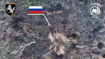 UA Drone Team "Pegas" of the 1st Tank Brigade Targeting Russian soldiers with Dropped Munitions. April 14 2024