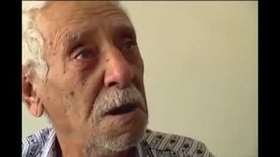 A traumatized old man breaks down sobbing as he recalls the abuse he suffered from Israeli soldiers