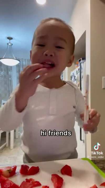 Using a child safe knife to cut your own strawberries