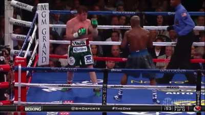 Floyd Mayweather evades 4 punches in 1 second from a young Canelo, then goes on the attack.