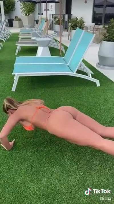 Pushing up poolside