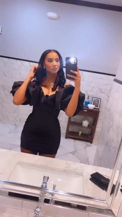 Sext Black Dess and High Heels for birthday wishes for her daddy Party 🎉