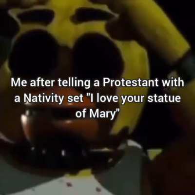 It's that special time of year when prot churches everywhere put up statues of Jesus, Mary, saints, angels, and other "graven images" and "idols"