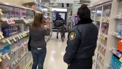 Petty theft has been "decriminalized" in San Francisco. Anything under $950 is not going to be prosecuted. This happened in a Wallgreens yesterday. 17 stores have closed so far due to shoplifting.