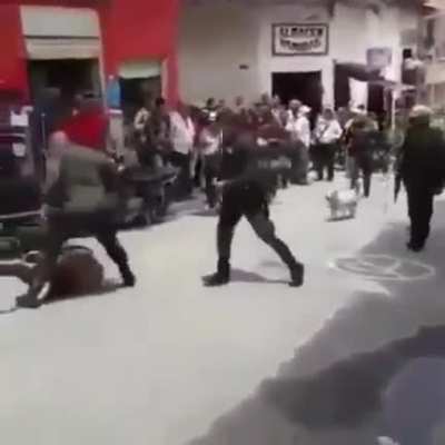 Threating police officers with a machete