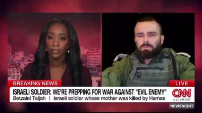 Israeli soldier corrects CNN anchor that the war is not just with Hamas but with all the civilians