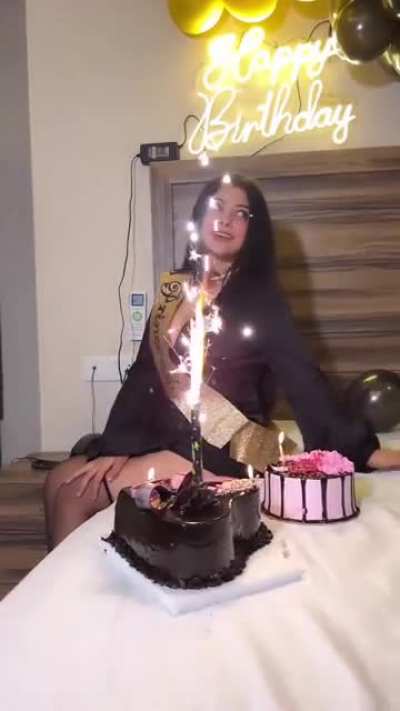 Who wants to give a surprise gift on her b'day by raising her legs and taste her juicy pussy and squeezing her boobs