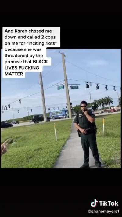 Karen calls the cops on singular protestor who’s just hold a sign (credit: shanemeyers1 on TikTok)
