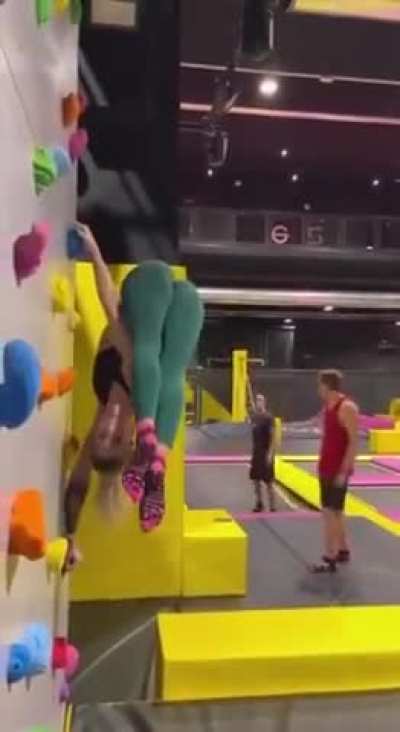 Impressive rock wall skills and grip strength