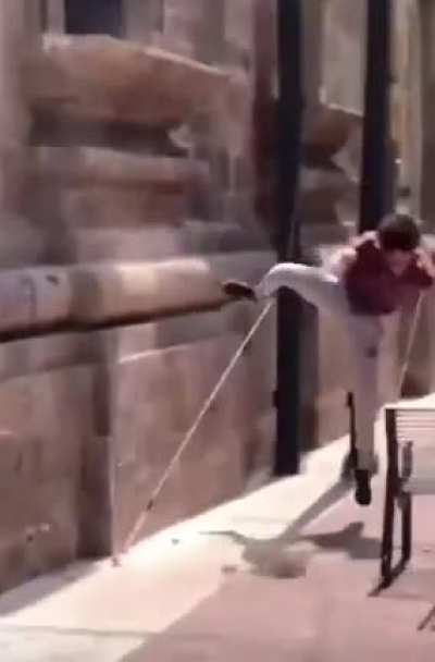 WCGW trying to parkour an old building. 