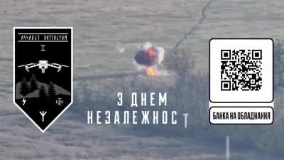A Russian soldier carrying a gas canister back to his position through an open field is getting chased by a Ukrainian FPV quad.