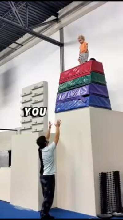 They get their kid to jump into their arms from over 10ft for, reasons(?)