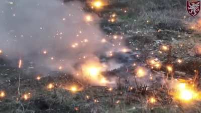 Russian Sappers Piled up Anti-Tank Mines Cleared From a Road, Destroyed by an FPV Kamikaze Drone From (UA) 3rd Battalion of the 80th Air Assault Brigade.