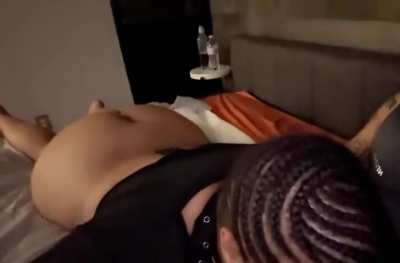 Pretty ebony eating Mexican dick! 
