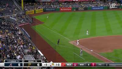 [Highlight] [Highlight] Travis d'Arnaud hits his third double of the night to put two in scoring position in the ninth.