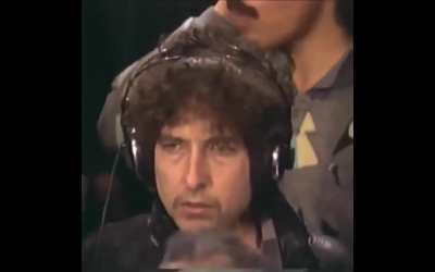 Bob Dylan during the studio recording of "We are the world"