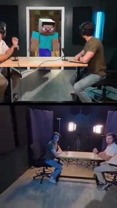 Guys talking on a podcast