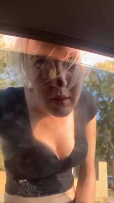 Part 2 of the deranged woman who threw the puppy at a stranger. Woman proceeds to go on a psychotic rant while leaning against his window.