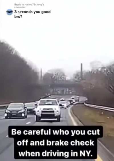 What happens when you cut off and brake check in ny