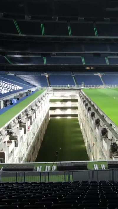 Stadium Bernab&eacute;u in Madrid transitioning from soccer/futbol to NFL/American football