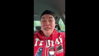 This is the wife of the guy who harassed the Portland based journalist at the Million MAGA March in DC. Apparently she is a councilwoman and she did a livestream talking about how he got fired from his job.