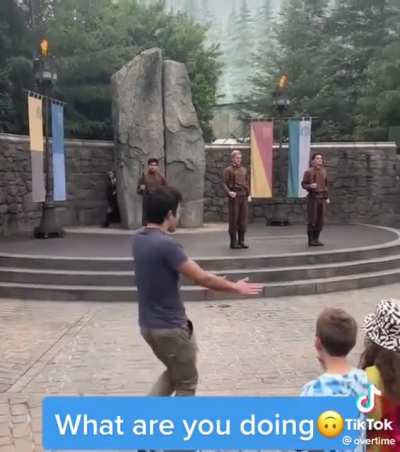 He couldn&rsquo;t just let the performers have the spotlight for 30 seconds