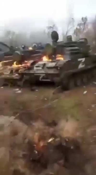 Russian tanks in flames in Mykolayiv, South Ukraine