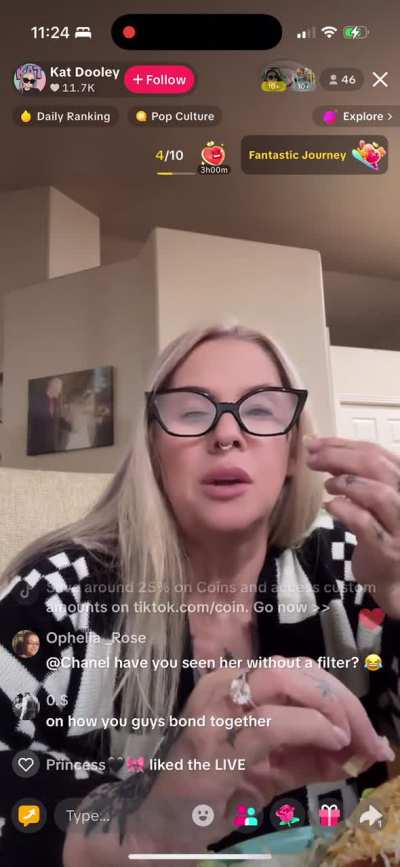 First time catching her live, I fully understand what y&rsquo;all mean about the filters! Is it just me or does she chew like an asshole 😂