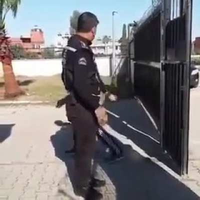 He's using power against the police man