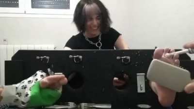 spanish goth girl getting her feet tickled