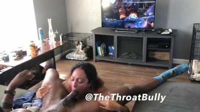 You finish your game I&rsquo;ll get the cum myself!