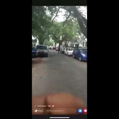 Woman blocked an entire street off in New Orleans for a party. No permit or nothing...she tried to patronize this black guy and he started video taping her..