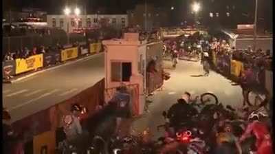 Parking a bike on the track of a cycling marathon