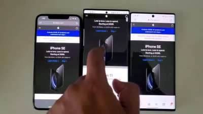 Note 20 ultra 120hz (middle) vs Note 10 plus (right) vs iphone 11 pro max(left)
