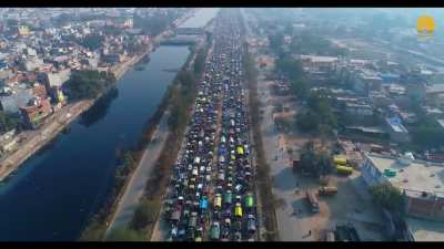 Aerial view of the farmers protest in India. The biggest protest in history is currently going on India and very few people are talking about it. More than 250 million people are currently protesting and the number keeps growing.