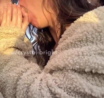 Mouth is so full that the cum drip at the end
