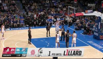 [Highlight] Dame drives inside and gets to the line to pass Drexler to become the Blazers all-time leading scorer